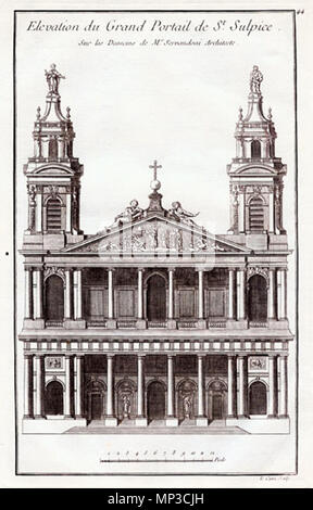 Parigi, St. Sulpice, Fassade nach Servandoni 1112 Servandoni - Facciata de Saint-Sulpice Foto Stock