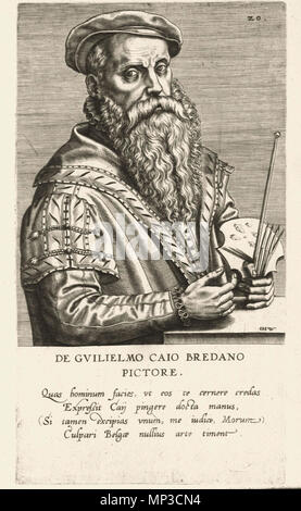 . Inglese: Ritratto di Willem la Chiave attribuita a Johannes (Jan) Wierix, incisione, 1572, dal Pictorum aliquota Germaniae Inferioris effigi da Dominicus Lampsonius . 1572. Johannes Wierix (circa 1549-circa 1615) nomi alternativi Jan Wierix, Jan Wiericz; Johan Wiericz; Johan Wierix; Jan Wierx; Johan Wierx; Jan Wiricx; Johan Wiricx; Monogrammist IHW Descrizione printmaker fiamminga, disegnatore e pittore e miniatore Data di nascita e morte circa 1549 circa 1615 Luogo di nascita e morte Anversa Anversa periodo di lavoro tra circa 1569 e circa 1615 sede di lavoro autorità di Anversa con Foto Stock