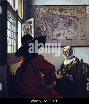 Officer e una ragazza ridere. circa 1657. 705 Jan Vermeer van Delft 023 Foto Stock