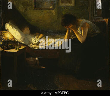 Il bambino malato 1906. 1255 Wergeland - il bambino malato Foto Stock