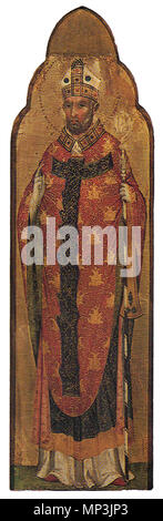 Q3907482 . Italiano: Paolo Veneziano, Polittico dei santi Cosma e Damiano]]. La figura di Sant'Ambrogio. Opera esposta nella Pinacoteca Tosio Martinengo a Brescia. . Il 16 ottobre 2011. 1012 Polittico dei santi cosma e damiano (Paolo Veneziano) sant'Ambrogio Foto Stock