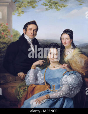 Théodore Giuseppe Jonet e le sue due figlie 1192 Théodore Giuseppe Jonet e le sue due figlie da François-Joseph Navez (1787-1869) Foto Stock