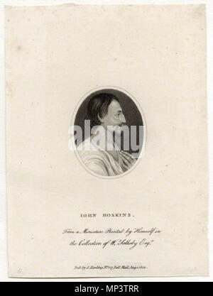 Pubblicato da Sylvester Harding, dopo John Hoskins, incisione imbianchini, pubblicato 1802 . Inglese: Sir John Hoskins un autoritratto fatto da suo figlio John Hoskins II . Pubblicato in 1802. Pubblicato da Silvester Harding, dopo John Hoskins incisione imbianchini 1124 Sir John Hoskins Foto Stock