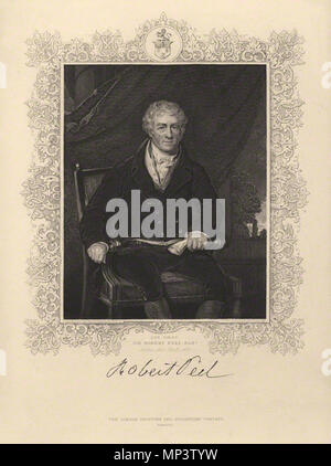 Da John Henry Robinson, dopo Sir Thomas Lawrence, da imbianchino e la linea di incisione, a metà del XIX secolo . Ritratto di Sir Robert Peel, 1° Baronet . a metà del XIX secolo. 1125 Sir Robert Peel, 1Bt Foto Stock