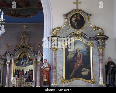 . Français : l'Alsazia, Bas-Rhin, Église Notre Dame de la Visitation de Mothern (IA67007365). Autel secondaire (XVIIIe): Statue de St-Charles Borromée et de St-Alphonse. Questo oggetto è indicizzato in base Palissy, database del mobilio francese patrimonio del ministero francese della cultura, al di sotto del riferimento67010961 IM. Brezhoneg | català | Deutsch | English | Español | Suomi | Français | Magyar | Italiano | Plattdüütsch | Português | +/- Tableau 'Saint-Wendelin' (Inconnu, huile sur toile, 180cm de haut, XIXe) et tableau du couronnement 'St-Antoine de Padoue et l'enfant Jésus' (Inconnu, hu Foto Stock