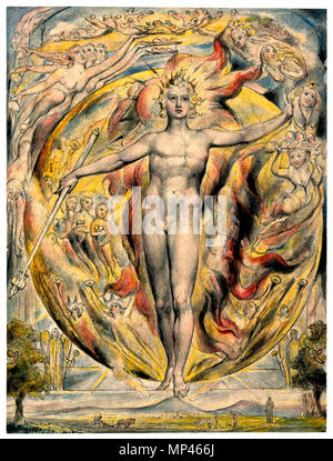 . Il sole al suo Porta Orientale, acquerello illustrazione di Milton di L'Allegro e Il Penseroso da William Blake . tra il 1816 e il 1820. Arte da William Blake 972 Penseroso &AMP; l'Allegro William Blake3 Foto Stock