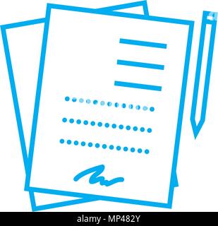 Documenti firmati icona lineare concetto. Documenti firmati vettore di linea di segno, simbolo, figura. Illustrazione Vettoriale