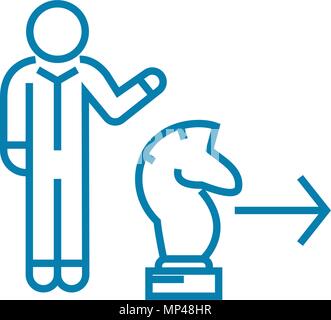 Tactical Sposta icona lineare concetto. Tattica di spostare la linea di segno del vettore, simbolo, figura. Illustrazione Vettoriale