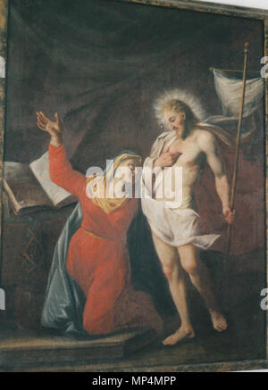 . Deutsch: Kreuzgang im Kloster Ottobeuren - Christus erscheint circuizione Mutter Maria (1727) . Il 10 luglio 1999. Hieronymus Hau (1679-1745); fotografato da Hermetiker 769 Kloster Ottobeuren - Kreuzgangbilder NT 57 Foto Stock