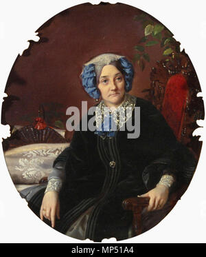 . Inglese: SERGEI KONSTANTINOVICH ZARIANKO (russo 1818-1870) ritratto della Principessa Isabella Adamovna Gagarina, fine 1850 olio su tela ovale, 58,2 x 50,2 cm (23 x 19 1/4 in.) reca una scritta in cirillico sulla barella S.K. Zaryanko Morzenkova 1848 provenienza: Raccolta del principe V. N. Gagarin, Mosca, prima del 1917; Khudozhestvenii Salon Mos-cultura, Mosca, no. 495; Sotheby's New York, 26 aprile 2006 lotto 16 Letteratura: Vremia Sobirat: Russkoe Iskusstvo iz Zarubezhnih Chastnih Kollktsii [tempo per raccogliere: Arte Russa da collezioni private straniere] (Museo Russo Palace Editions: 2007), pag.68 L Foto Stock