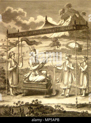 . Inglese: "L'Bamun Avatar, che rappresenta il magnifico Bali Orbelus dando via il arrogata impero del mondo, travestito Vishnu,' una incisione su rame, 1790, probabilmente sulla base di Valentijn 1726 Fonte: ebay, dic. 2005 più incisioni di rame dalla stessa serie, apparentemente provenienti da una traduzione inglese di Valentijn olandese del lavoro 'Zaaken van den Godsdienst," 1726: Il Matsya avatar, o prima incarnazione di Veeshnu nella forma di un pesce di recuperare libri sacri perso durante il diluvio* La Vara avatar o seconda incarnazione di Veeshnu nella forma di un cinghiale a sostenere sulle sue zanne l'orecchio Foto Stock