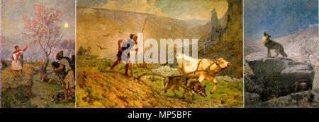 . Français : Tryptique de Saint-Gens par Paul Vayson . 15 maggio 2014, 18:13:03. Paul Vayson 913 Murs Mairie Paul Vayson tryptique de Sant-Gens Foto Stock