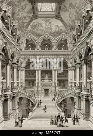 . Inglese: Palais Garnier Grand escalier d'honneur : vista prospettica . 1880. Architetto : Charles Garnier (1825-1898) nomi alternativi Jean-Louis Charles Garnier; Jean-Louis-Charles Garnier; Jean Louis C. Garnier; Jean Louis Charles Garnier Descrizione architetto francese Data di nascita e morte 6 Novembre 1825 3 Agosto 1898 Luogo di nascita e morte Parigi Parigi sede di lavoro in Francia e in Italia competente controllo : Q313556 VIAF: 41840486 ISNI: 0000 0001 2100 8528 ULAN: 500017182 LCCN: N87148328 NLA: 35482170 WorldCat artista : Riquois incisore : Jean-Joseph Sulpis (1826-1911) Desc Foto Stock