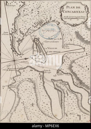 . Français : Plan de Concarneau en 1764 . 18 Novembre 2014 06:36:19. Jacques-Nicolas Bellin (1703-1772) 1008 Plan de Concarneau en 1764 Foto Stock