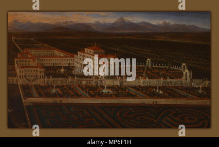 Inglese: Reggia e Giardini di Venaria Reale . Inglese: il Palazzo e i Giardini della Reggia di Venaria Reale nel XVII secolo . 1668/1672. 1045 Reggia e Giardini di Venaria Reale - Google Art Project Foto Stock