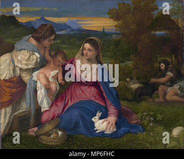 Madonna del coniglio *olio su tela *71 x 87 cm *1525 - 1530 787 La Vierge au Lapin à la Loupe Foto Stock