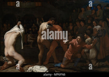 2496 Sweerts 001 match wrestling circa 1648-50. 1154 Sweerts, Michael -1649- - Match Wrestling Foto Stock