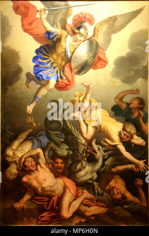 Saint Michel écrasant les anges ribelli circa 1655-1657. 927 Nicolas Mignard-Saint Michel Foto Stock