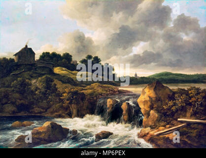 Paesaggio con cascata di circa 1670. 682 Jacob Isaacksz. van Ruisdael - Paesaggio con cascata - WGA20506 Foto Stock