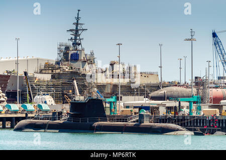 Adelaide, Australia del Sud - Gennaio 26, 2014: Australian Submarine Corporation Collins classe sommergibile costruzione progresso per il Royal Australian Foto Stock