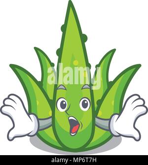 Sorpresa aloevera mascotte stile cartone animato Illustrazione Vettoriale