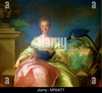 . Inglese: Ritratto di Louise Dupin. Français : Portrait de Madame Louise Dupin (1706-1799). Peinture de Jean-Marc Nattier avec la collaboration de sa fille, Catherine Pauline Nattier (1725-1775). Détail du tableau qui décorait la chambre de Madame Dupin au château de Chenonceau. Le tableau était exposé lors de la manifestazione consacrée à Jean Jacques Rousseau à Chenonceau, en 2012. circa 1745. Jean-Marc Nattier (1685-1766) Descrizione pittore francese e artista Data di nascita e morte 17 marzo 1685 7 Novembre 1766 Luogo di nascita e morte Parigi Parigi periodo di lavoro 1700s-1750s posizione di lavoro Foto Stock