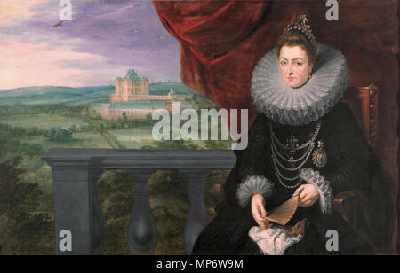 La Infanta Isabel Clara Eugenia. Español: Retrato de la Infanta Isabel Clara Eugenia (1566-1633), que fue hija del rey Felipe II de España, esposa del archiduque Alberto de Austria y también soberana y posteriormente gobernadora de los Países Bajos. Isabella Clara Eugenia è stata la prima figlia di re Filippo II di Spagna . circa 1615. 675 IsabellaClaraEugeniaRubensFXD Foto Stock