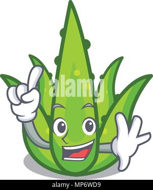 Dito mascotte aloevera stile cartoon Illustrazione Vettoriale