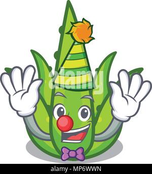 Clown mascotte aloevera stile cartoon Illustrazione Vettoriale