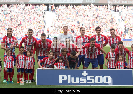 Madrid, Spagna. Il 20 maggio 2018. Wanda Metropolitano Stadium. Madrid. Spagna. Più di 68.000 persone arriva a vedere la trentottesima seasson di Liga e il ritiro di Fernando Torres idolo del club. Il match affrontare Atletico de Madrid v Eibar S.D. Nell'immagine Atletico de Madrid ex team. Credito: Jorge Gonzalez /Alamy Live News/Alamy Live News Foto Stock