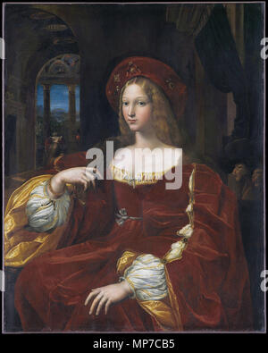 Français : Portrait de Jeanne d'Aragona . Inglese: Ritratto di Doña Isabel de Requesens (1500-1577) come vice imperatrice di Napoli Français : Ritratto di Doña Isabel de Requesens (1500-1577), vice-Reine de Napoli . circa 1518, fotografato il 2010-06-04. 1015 Portrait de Jeanne d'Aragona, da Raffaello Sanzio, da C2FXD RMF2 Foto Stock