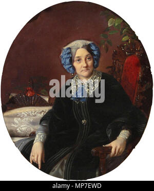 . Inglese: SERGEI KONSTANTINOVICH ZARIANKO (russo 1818-1870) ritratto della Principessa Isabella Adamovna Gagarina, fine 1850 olio su tela ovale, 58,2 x 50,2 cm (23 x 19 1/4 in.) reca una scritta in cirillico sulla barella S.K. Zaryanko Morzenkova 1848 provenienza: Raccolta del principe V. N. Gagarin, Mosca, prima del 1917; Khudozhestvenii Salon Mos-cultura, Mosca, no. 495; Sotheby's New York, 26 aprile 2006 lotto 16 Letteratura: Vremia Sobirat: Russkoe Iskusstvo iz Zarubezhnih Chastnih Kollktsii [tempo per raccogliere: Arte Russa da collezioni private straniere] (Museo Russo Palace Editions: 2007), pag.68 L Foto Stock