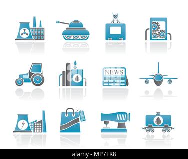 Imprese e industria icone - vettore icona impostare Illustrazione Vettoriale