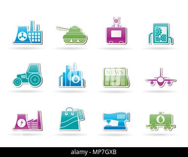 Imprese e industria icone - vettore icona impostare Illustrazione Vettoriale