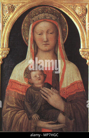 La Madonna e il bambino. BELLINI, Jacopo Madonna e Bambino tempera su legno, 111 x 62 cm la Galleria degli Uffizi di Firenze . 1450. 686 Jacopo Bellini, Madonna col bambino, uffizi 2 Foto Stock