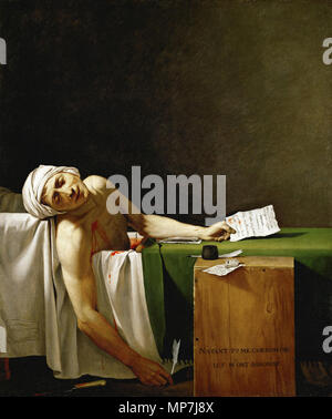 Francese: Marat assassiné la morte di Marat eventualmente 1793[1]. 690 Jacques-Louis David - La Mort de Marat Foto Stock