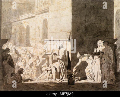 Homer recitando i suoi versi ai Greci. tra settembre 1794 e dicembre 1794. 690 Jacques-Louis David - Omero recitando i suoi versi per i greci - WGA06120 Foto Stock