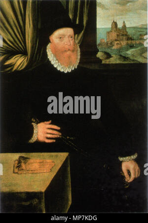 James Douglas, 4° Conte di Morton, reggente di Scozia 1580. 693 James Douglas e il Cavalier Scoiattolino di Morton Foto Stock