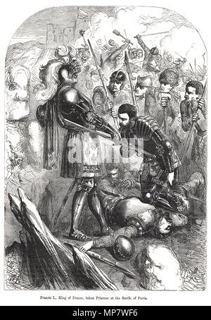 La cattura di Francesco I Re di Francia, tenuto prigioniero nella battaglia di Pavia, 24 Febbraio 1525 Foto Stock