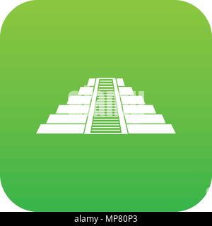 Ziggurat in Chichen Itza icona verde digitale Illustrazione Vettoriale