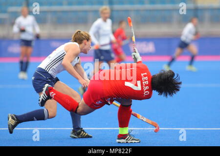 La Visa International invitational torneo di hockey, Gran Bretagna vs Repubblica di Corea presso la riva del fiume Arena Hockey Stadium London Olympic Park 2 Maggio 2012 --- Image by © Paolo Cunningham Foto Stock