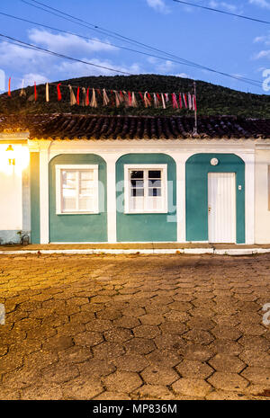 Architettura coloniale casa in centro storico di Ribeirao da Ilha distretto. Florianopolis, Santa Catarina, Brasile. Foto Stock