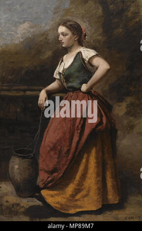 Jeune femme a la fontaine . 712 Jean-Baptiste Camille Corot - Jeune femme a La Fontaine Foto Stock