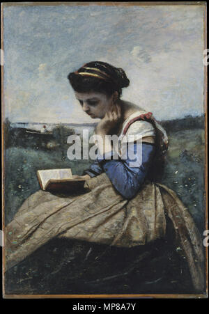 Francese: Femme lisant una donna lettura titolo alternativo: Francese: Une liseuse una lettura donna 1869 o 1870. 714 Jean-Baptiste-Camille Corot 031 Foto Stock