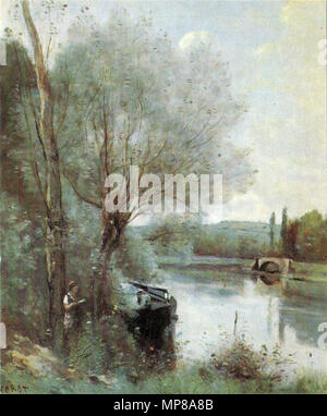 Il lettore dalla banca boscose tra 1865 e 1870. 714 Jean-Baptiste-Camille-Corot-Liseuse-Reims Foto Stock