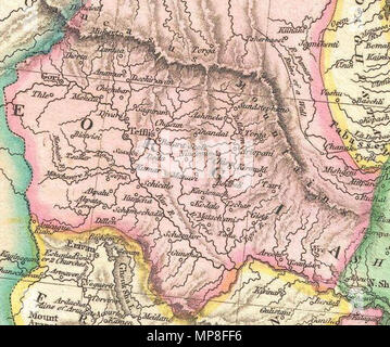 . Inglese: una rara e importante 1818 mappa di Persia da John Pinkerton. Mostra dal Mar Nero verso est per quanto riguarda l'Indus Valle, si estende a nord del Lago d'Aral e a sud verso il Golfo Persico e il Mare Arabico. Include il giorno moderno paesi dell Iran e Afghanistan, come pure le parti adiacenti del Pakistan, Kuwait, l'Iraq, la Turchia e l'Arabia. Note sia politico e geografico fisico elementi, compresi i fiumi, le montagne, sotto i pericoli del mare, varie regioni tribali, città, rovine e canali. In particolare, osserva le rovine di entrambi Babilonia e Persepolis. Disegnata da L. Herbert e inciso da S Foto Stock