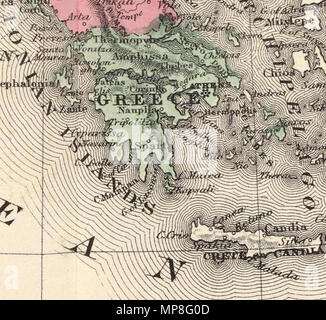 . Inglese: Johnson Europa pubblicato da Johnson e Ward. Pub Titolo: Johnson è di nuovo illustrato (lamiera di acciaio) la famiglia Atlas, con geografia fisica, e con descrizioni geografiche, statistiche e storiche ... Da Richard Swainson Fisher, M.D. ... Mappe compilato, trafilato e inciso sotto la supervisione di J.H. Colton e A.J. Johnson. New York: Johnson e Ward, successori di Johnson e Browning (successori J.H. Colton e società,) n. 113 Fulton Street. 1865. Iscritti ... Mille ottocento sessantaquattro, da A.J. Johnson ... New York. Nota: a pieno colore. Mostra, tra le altre Foto Stock