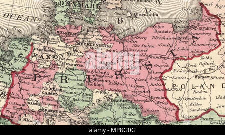 . Inglese: Johnson Europa pubblicato da Johnson e Ward. Pub Titolo: Johnson è di nuovo illustrato (lamiera di acciaio) la famiglia Atlas, con geografia fisica, e con descrizioni geografiche, statistiche e storiche ... Da Richard Swainson Fisher, M.D. ... Mappe compilato, trafilato e inciso sotto la supervisione di J.H. Colton e A.J. Johnson. New York: Johnson e Ward, successori di Johnson e Browning (successori J.H. Colton e società,) n. 113 Fulton Street. 1865. Iscritti ... Mille ottocento sessantaquattro, da A.J. Johnson ... New York. Nota: a pieno colore. Mostra, tra le altre Foto Stock