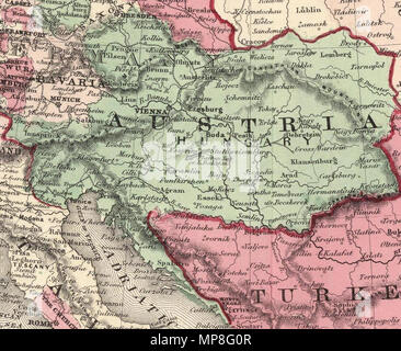 . Inglese: Johnson Europa pubblicato da Johnson e Ward. Pub Titolo: Johnson è di nuovo illustrato (lamiera di acciaio) la famiglia Atlas, con geografia fisica, e con descrizioni geografiche, statistiche e storiche ... Da Richard Swainson Fisher, M.D. ... Mappe compilato, trafilato e inciso sotto la supervisione di J.H. Colton e A.J. Johnson. New York: Johnson e Ward, successori di Johnson e Browning (successori J.H. Colton e società,) n. 113 Fulton Street. 1865. Iscritti ... Mille ottocento sessantaquattro, da A.J. Johnson ... New York. Nota: a pieno colore. Mostra, tra le altre Foto Stock