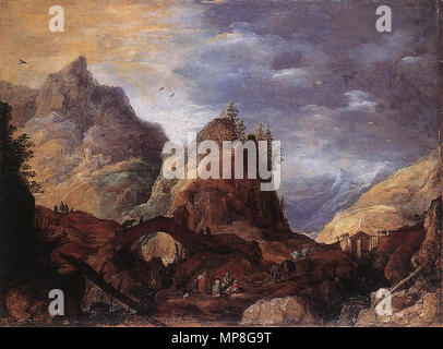 Scena della montagna con ponti circa 1600. 737 Joos de Momper (II) - Scena della montagna con ponti - WGA16133 Foto Stock